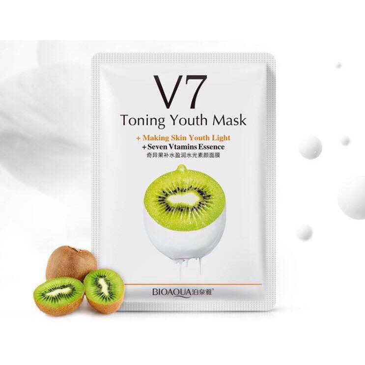 Mặt nạ trái cây giấy dưỡng da mụn cấp ẩm thải độc V7 Toning Youth Mask Bioaqua Hàn Quốc