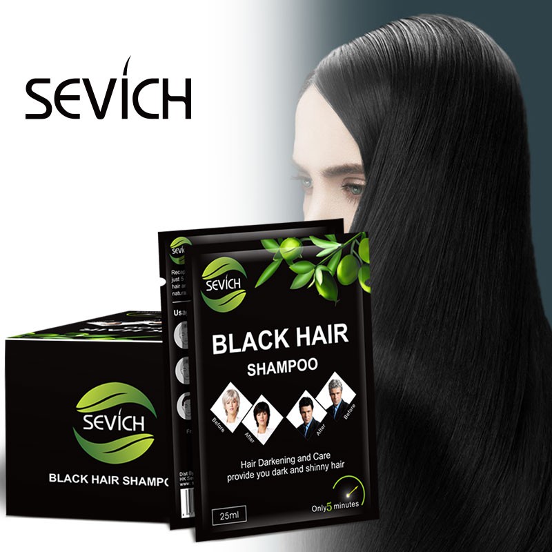 Set 5/ 10 gói dầu gội SEVICH thảo mộc tự nhiên làm đen tóc tức thì trong 5 phút