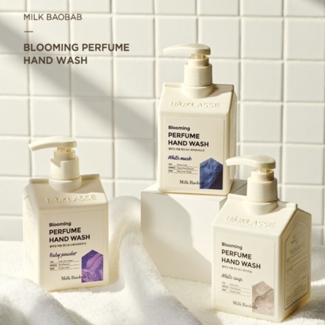 Set 3 chai nước rửa tay diệt khuẩn, lưu hương nước hoa Milk Baobab Hàn Quốc 250ml