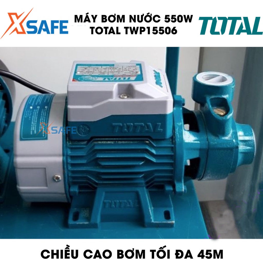 Máy bơm nước 550W TOTAL TWP15506 motor dây đồng Máy bơm nước Total chiều cao bơm tối đa 45m, lưu lượng tối đa 45 lít/ph