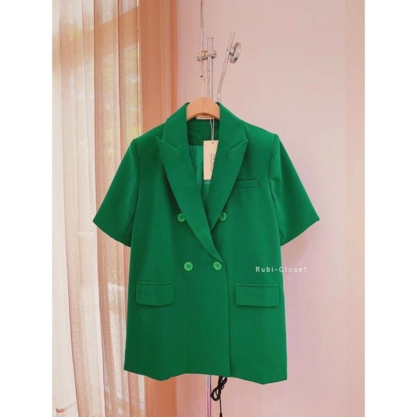 blazer fom rộng cộc tay