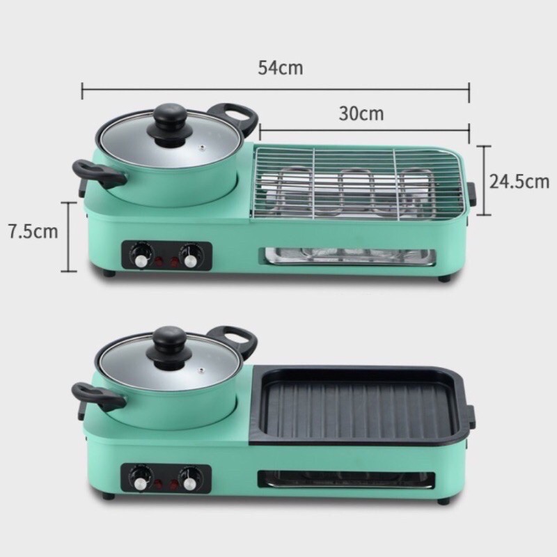 Lẩu Nướng, Lẩu Nước 3 Trong 1 Vô Cùng Tiện Lợi Chính Hãng  Nine Shield Dành Cho 6-8 Người Ăn