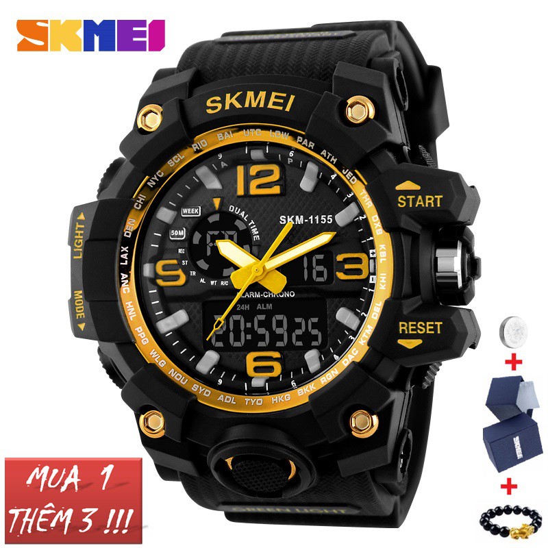 Đồng hồ nam Skmei 1155 dây cao su mặt tròn kiểu dáng thể thao | BigBuy360 - bigbuy360.vn