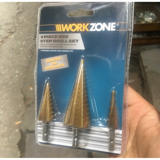 Bộ mũi khoan tháp chuôi lục WORK ZONE 4-32mm cho máy khoan máy bắt vít (3 mũi)