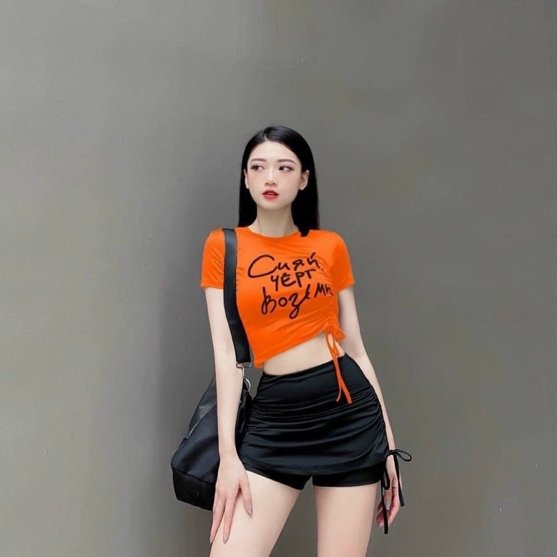 CROPTOP RÚT DÂY CURH CHÉO EO SIÊU HOT TẬP ZUMBA, EAROBIC, ĐI CHƠI, ĐI BIỂN NỮ