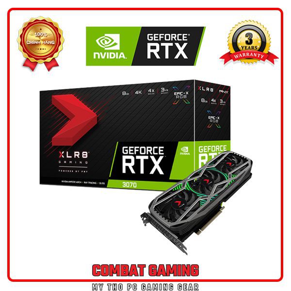 Card Màn Hình PNY GEFORCE RTX 3070 8GB XLR8 Gaming REVEL EPIC-X RGB Triple Fan Edition LHR