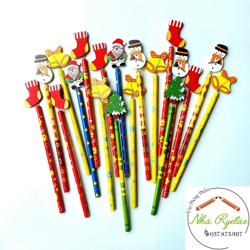 Bút chì Giáng Sinh đầu lò xo dễ thương