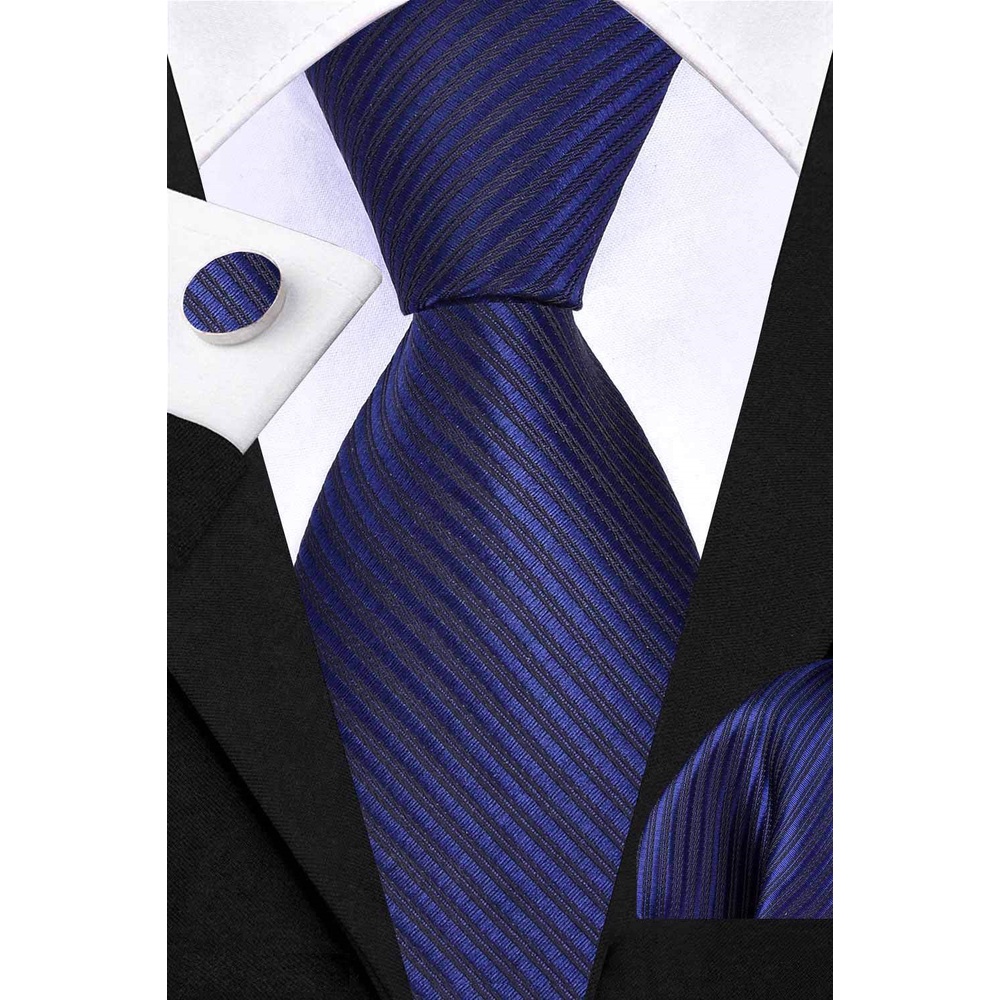 Bộ 3 món Cà vạt 8cm, Khăn cài túi áo vest, Măng-set cài tay, Cravat công sở, Calavat chú rể CBC-8008