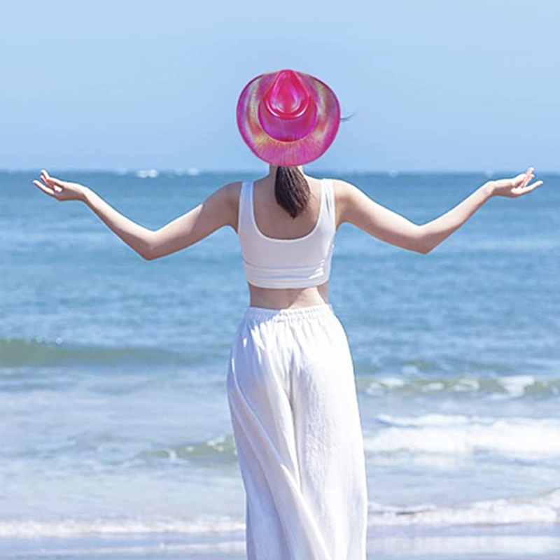 Mũ Cao Bồi Cao Bồi Có Dây Điều Chỉnh Được Màu Hồng Với Vương Miện Cao Bồi Dạ Quang Cho Trang Phục Par