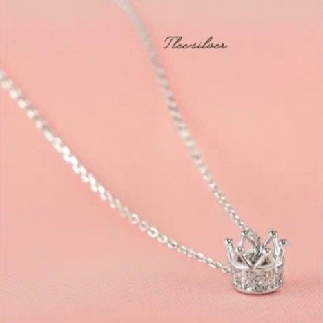 Dây chuyền bạc nữ TLEE Crown nạm đá xinh xắn TleeJewelry D0107