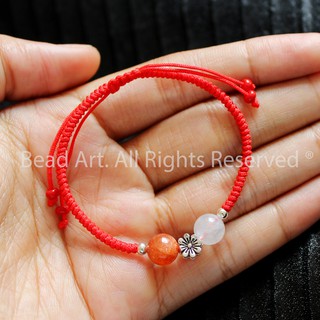 Vòng Tay Mo.onstone Và Sunstone Thắt Dây (Chỉ) Đỏ Handmade, Vòng Tay Phong Thuỷ S45 - Bead Art