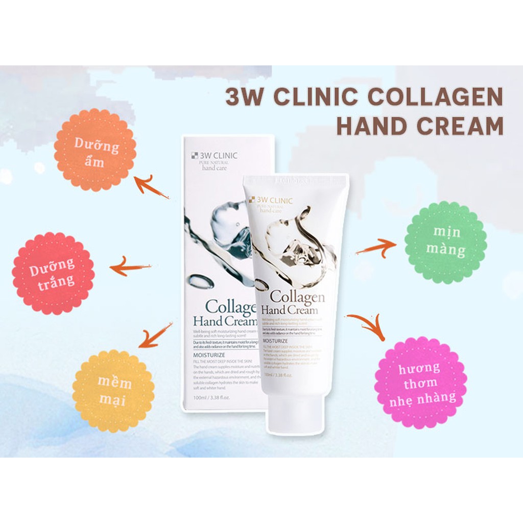 KEM DƯỠNG DA TAY COLLAGEN HAND CREAM 3W CLINIC 100ML