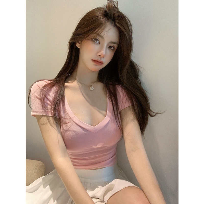 Áo Thun Tay Ngắn Dáng Ôm Màu Trắng Phong Cách Âu Mỹ Thời Trang Mùa Hè Cho Nữ