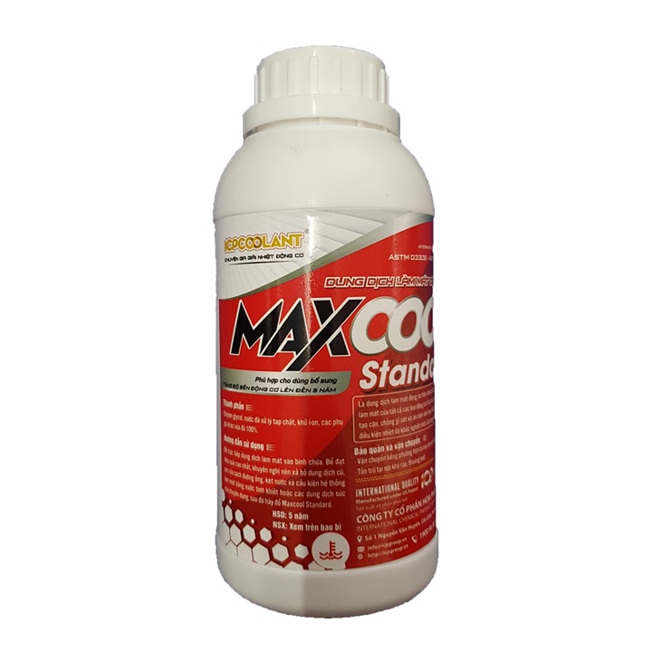 Nước làm mát động cơ xe ô tô( màu đỏ) Maxcool lon 500ml, 1 lít, can 4 Lít