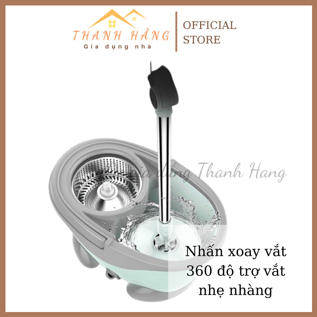 Chổi lau nhà 360 độ Vinamop mtc01 freeship cây lau nha tự vắt có bánh xe vinamop xịn chính hiệu