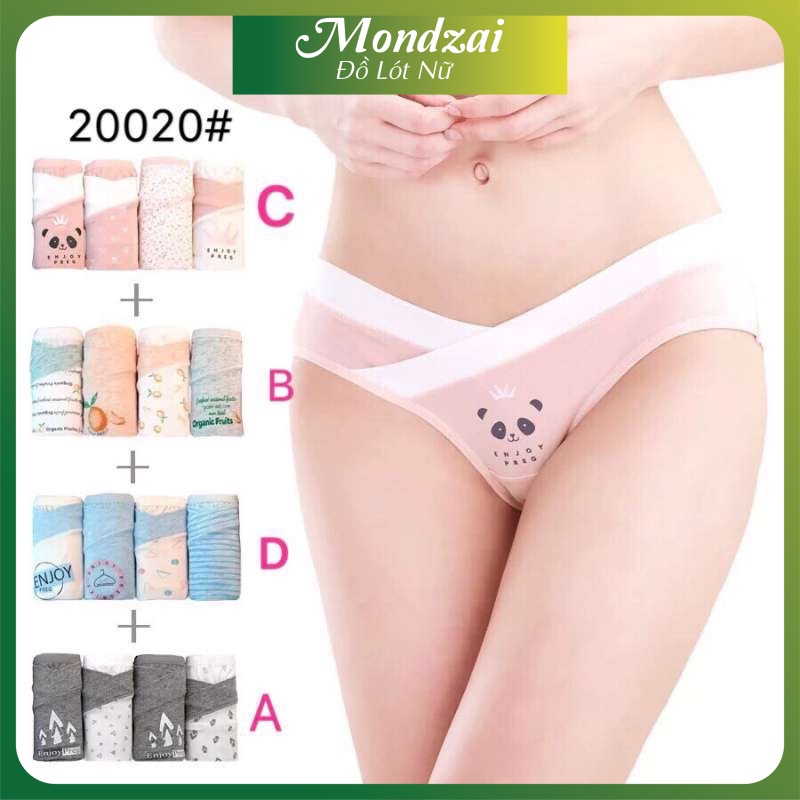 Combo túi zip 4 quần lót bà bầu cao cấp Siêu Dễ Thương