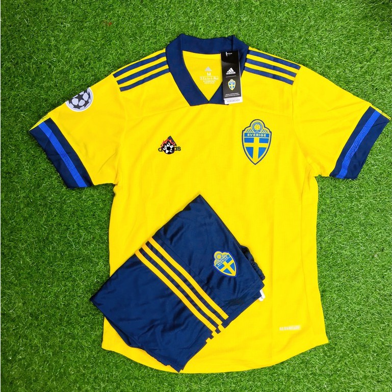Bộ Bóng Đá Đội Tuyển Thụy Điển Sân Nhà Euro 2021 - Hàng Nhập Thái - Vải Mè Cao Cấp