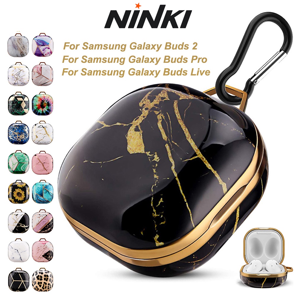 Ninki Vỏ Bảo Vệ Hộp Sạc Tai Nghe PC Cứng Chống Sốc Có Móc Càng Cua Tiện Dụng cho Samsung Galaxy Buds Live/ Buds Pro/ Buds 2