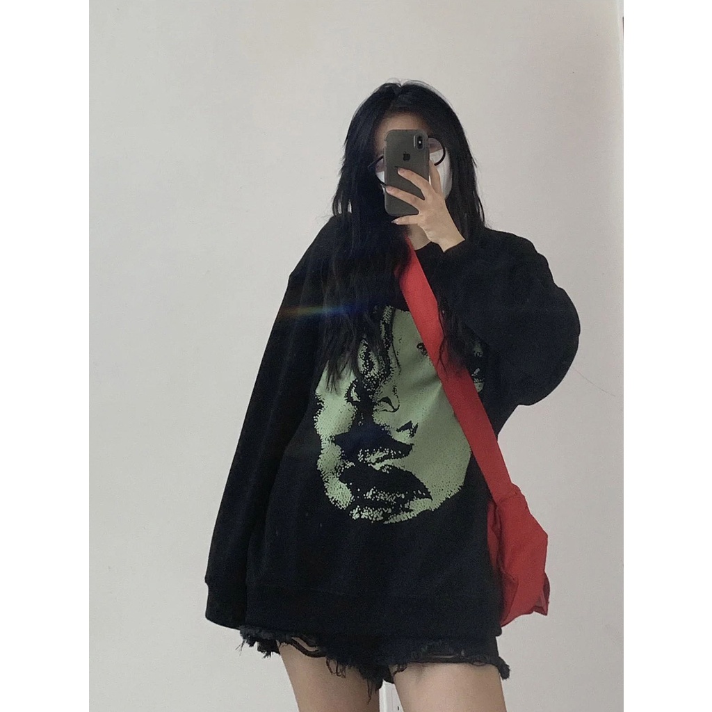 Áo sweater SELVZE chất liệu cotton cổ tròn phong cách đường phố Mỹ thời trang cao cấp dành cho nữ