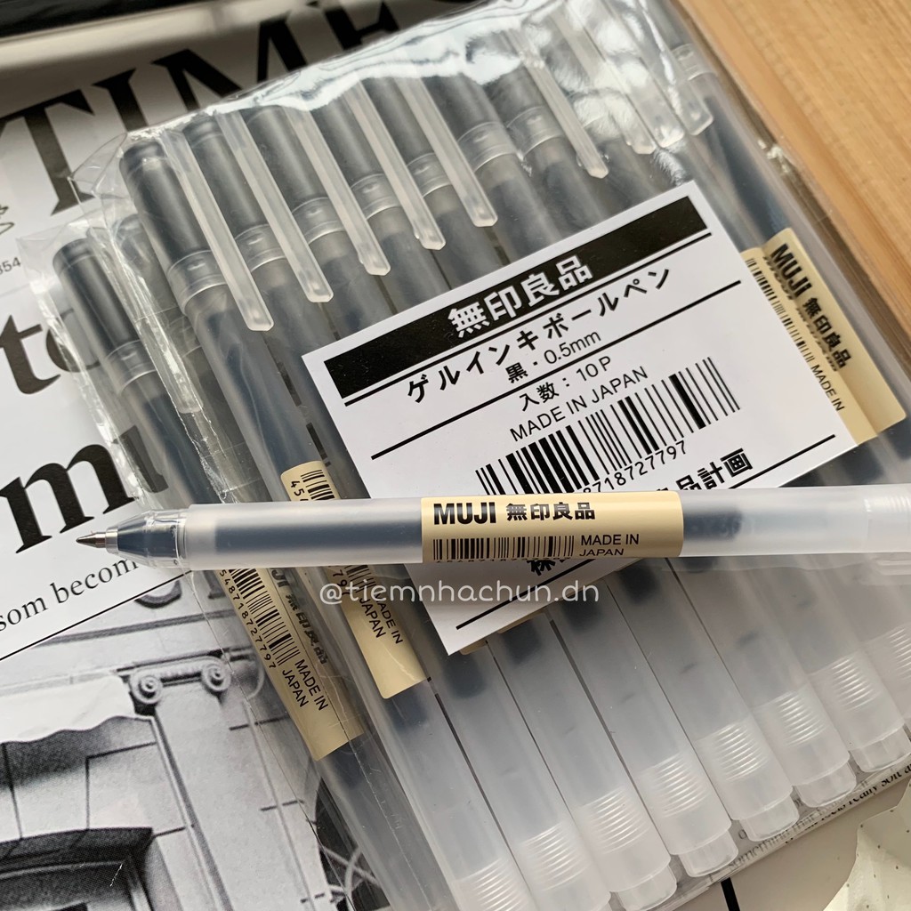 BÚT MUJI GEL ĐEN CHÍNH HÃNG MADE IN JAPAN NGÒI 0.5mm &amp; 0.38mm (ảnh thật) - bút mực kim đen - Tiệm nhà Chun