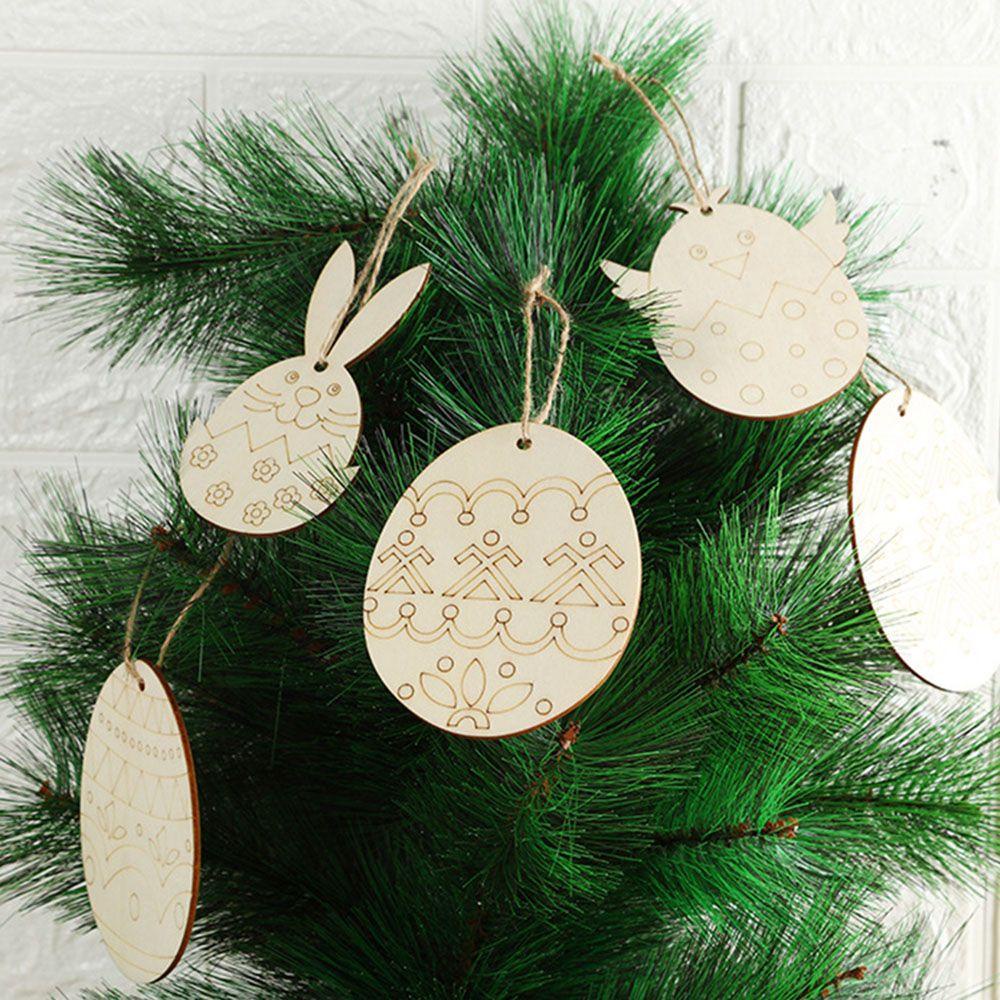 YIYU Đồ Trang Trí Bằng Gỗ Hình Trứng Phục Sinh Độc Đáo