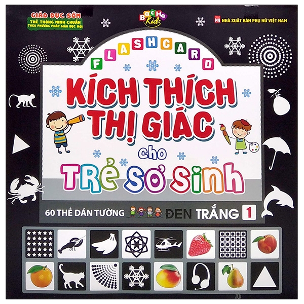 Sách Flashcard Kích Thích Thị Giác Cho Trẻ Sơ Sinh - 60 Thẻ Dán Tường Đen Trắng 1