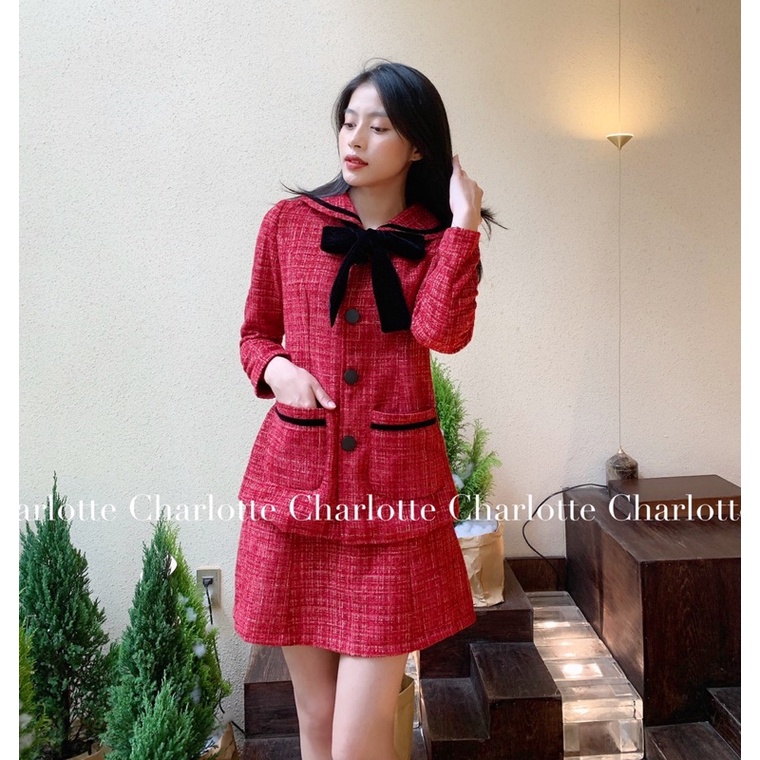 Set TWEED phối NHUNG Áo & Chân váy