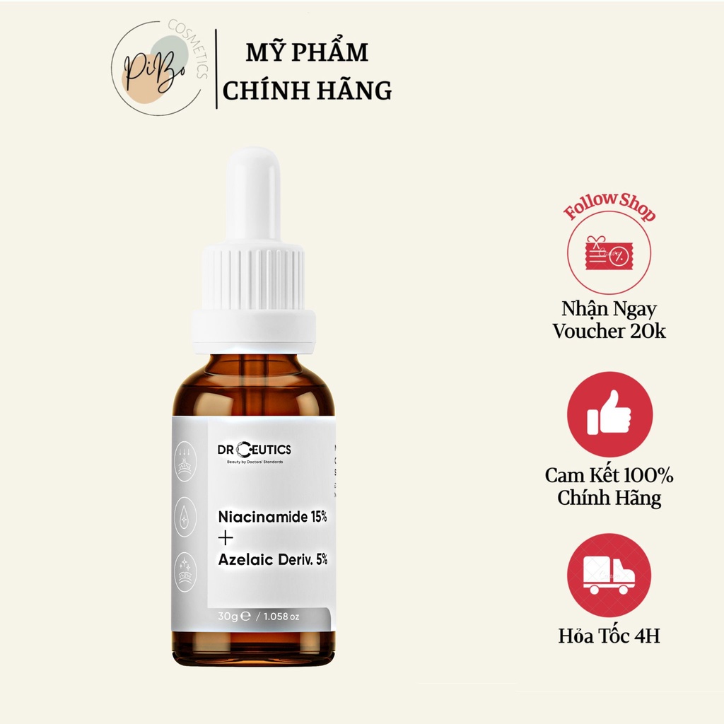 Serum Giảm Thâm Mụn Sáng Da DrCeutics Niacinamide 15% +Azelaic Deriv 5%