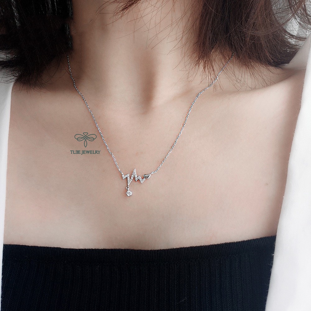 Dây chuyền bạc nữ TLEE  nhịp tim đính đá xinh xắn TleeJewelry D0118