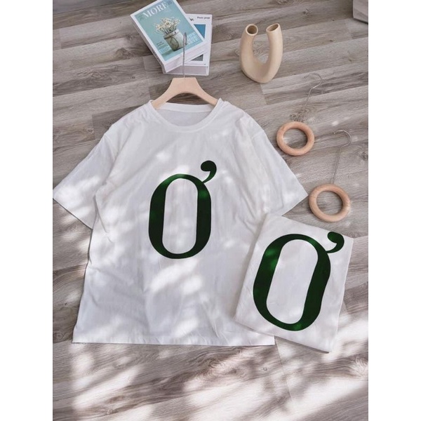 Áo Phông Tay Dáng Rộng Tay Lỡ Unisex In Hình Chữ Ơ