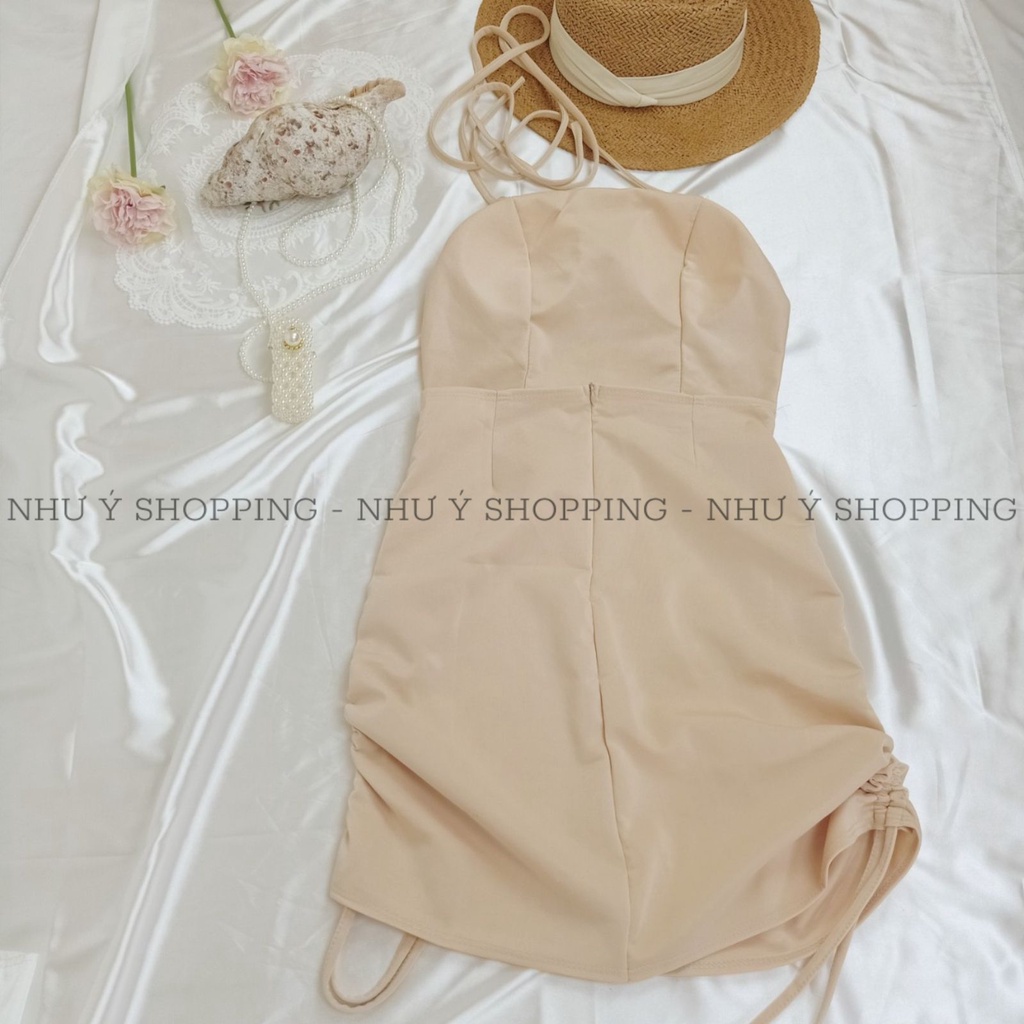 Váy đầm nữ 2 dây rút dây có mút ngực cột dây lưng siêu sexy và sành điệu