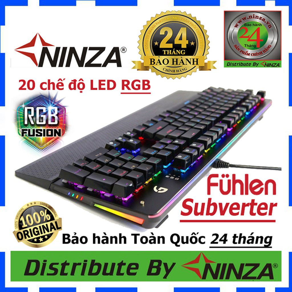 Bàn phím cơ gaming Fuhlen S Subverter led RGB - Blue Switch Black - Chính hãng - Có tem chống hàng giả