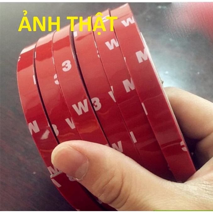 Cuộn băng dính 2 mặt 3M, băng keo cường lực siêu dính không thấm nước, băng dính 1cm dài 3 mét, 10 mét
