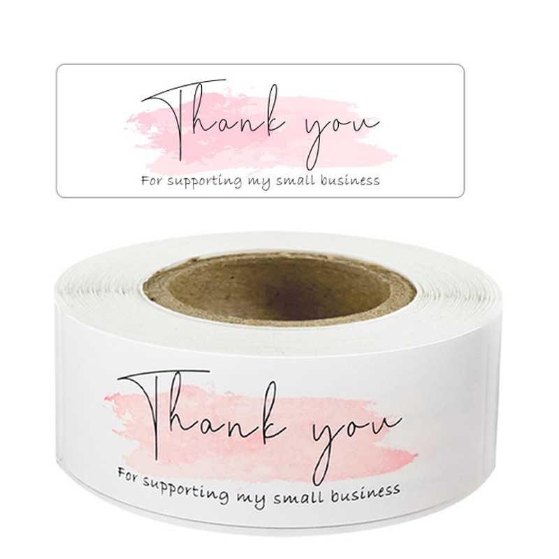 Cuộn 120 nhãn dán &quot;thank you for your order&quot; màu hồng dùng trang trí quà tặng