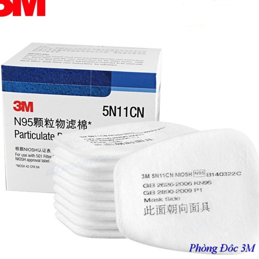 Tấm Lọc Bụi Mịn 3M 5N11 Chống Bụi Dùng Cho Mặt Nạ Phòng Độc 3M 6200 va 3m 6800