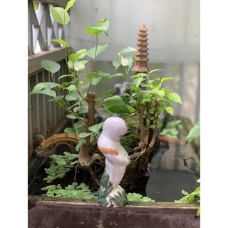 [chọn size] Cậu Bé Tè (Sứ Tráng Men) Trang Trí Hòn Non Bộ; Tháp Nước