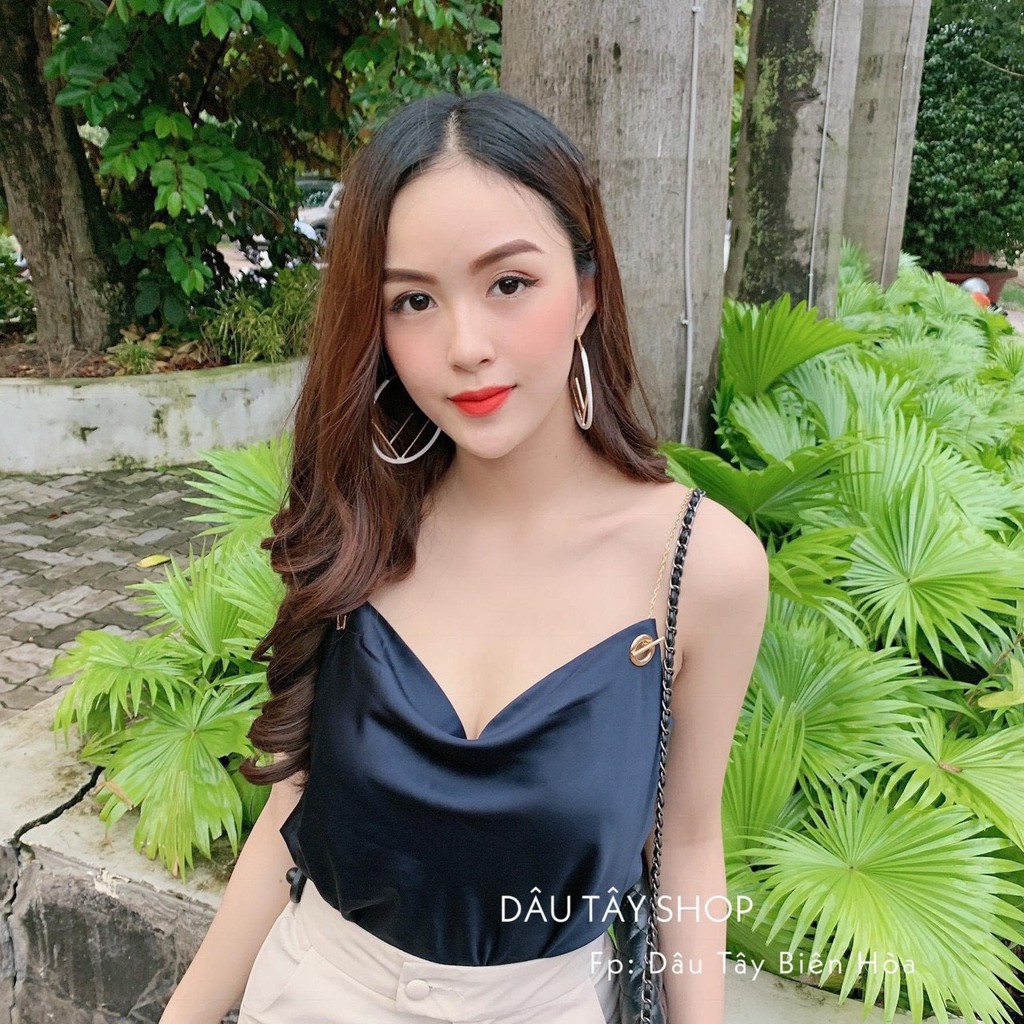 [Mã FAMAYWA giảm 10K đơn 50K] Áo 2 dây phi lụa cổ đổ dây xích khoen tròn cực xinh xinh | BigBuy360 - bigbuy360.vn