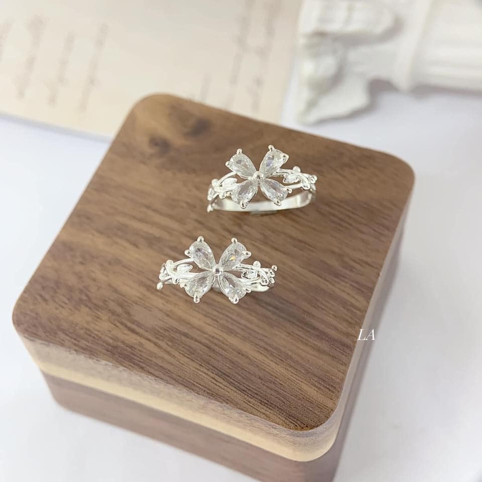 Nhẫn hoa cho nữ chất liệu bạc nguyên chất NL59
