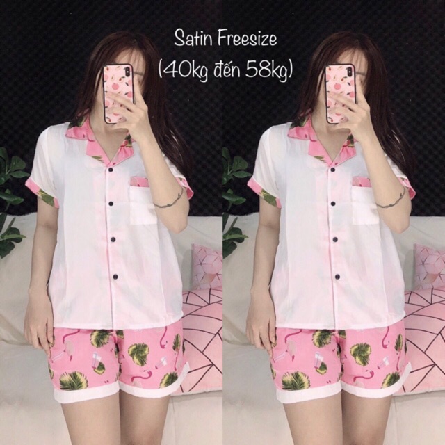 (Freesize Satin ) Đồ Bộ Pijama Satin Đùi
