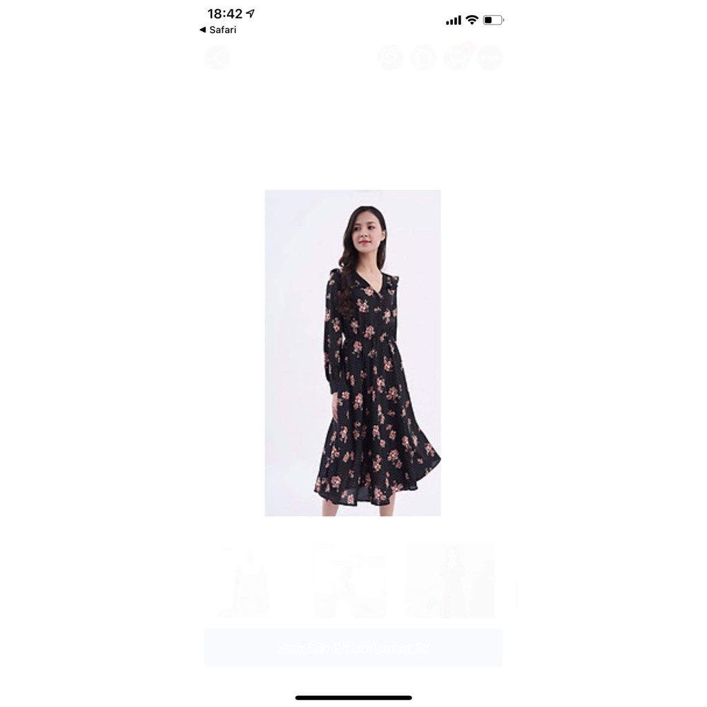 Đầm đen hoa thắt eo