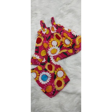 Bộ dây quần đùi vải lanh(tol)nhung cho bé gái