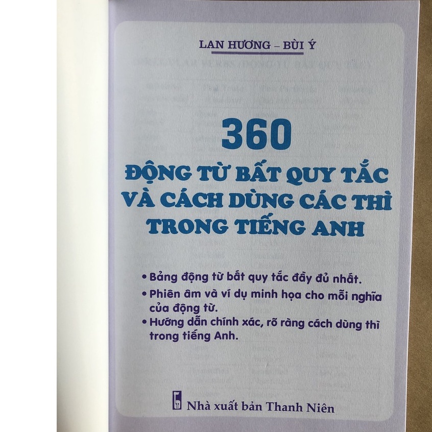 Sách - 360 động từ bất quy tắc và cách dùng các thì trong tiếng anh - mới 2021(NXB Thanh Niên)