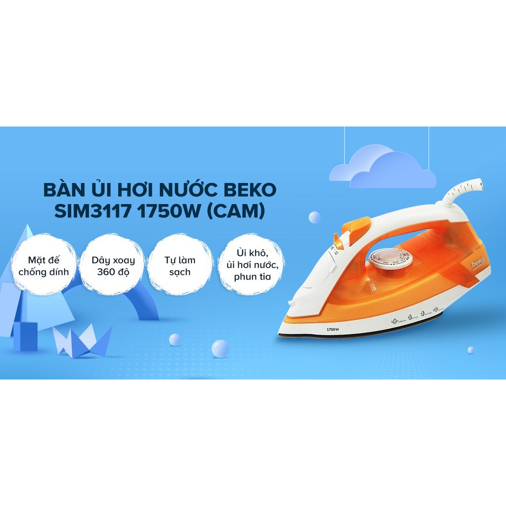 Bàn là hơi nước Beko SIM3117 công suất 1750W