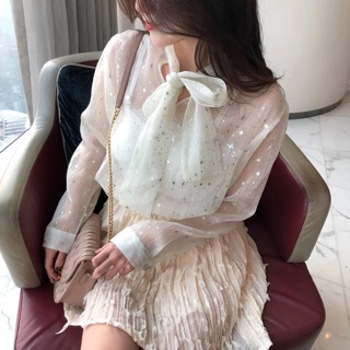 Áo cổ nơ bling bling (KÈM HÌNH THẬT)