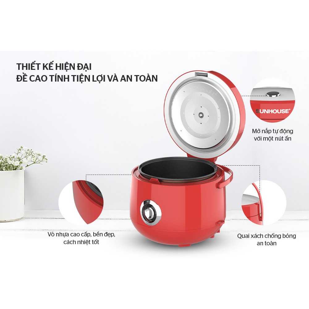 NỒI CƠM ĐIỆN 1.8 L SUNHOUSE SHD8606R_Hàng chính hãng