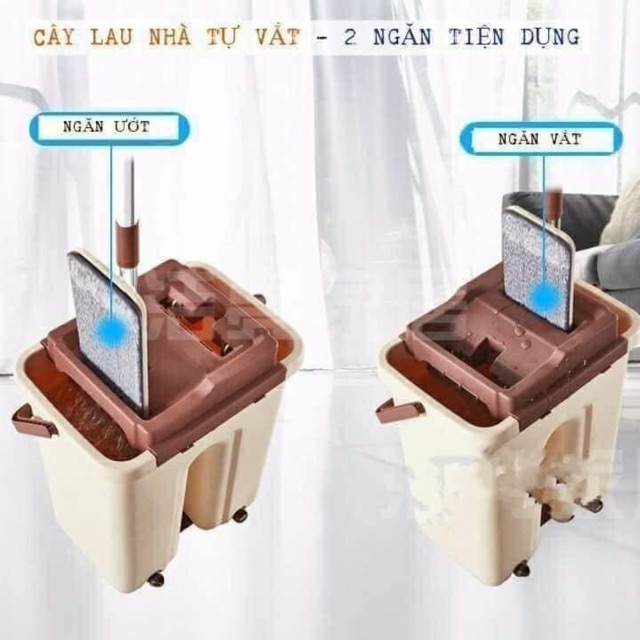 Bộ chổi lau nhà tự vắt (kèm bông thay thế)