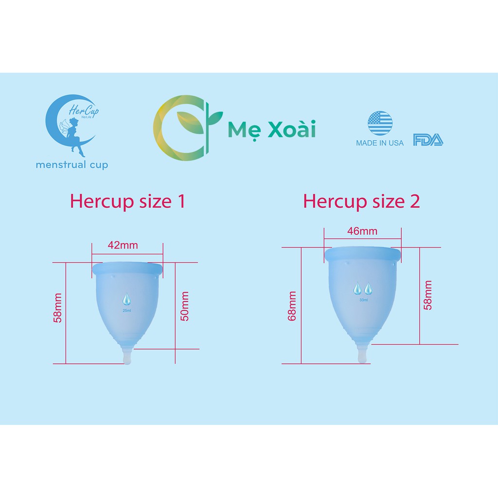 CỐC NGUYỆT SAN CHÍNH HÃNG HERCUP ( Mua 1 tặng 2)