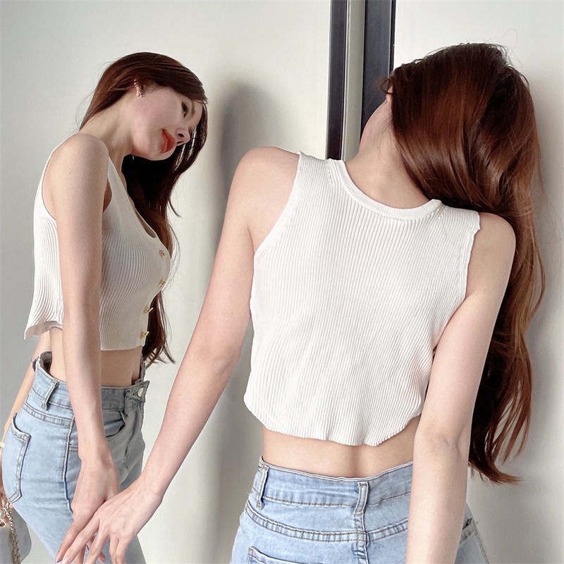 jiashucheng Áo Hai Dây Dáng Ngắn Hở Eo Thời Trang Mùa Hè Quyến Rũ Cho Nữ