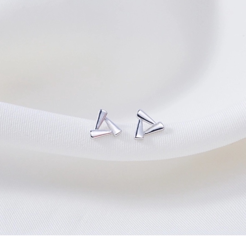 Bông tai bạc nữ hình tam giác hình vuông cá tính nhỏ xinh DaLiA Jewelry khuyên tai bạc basic 925