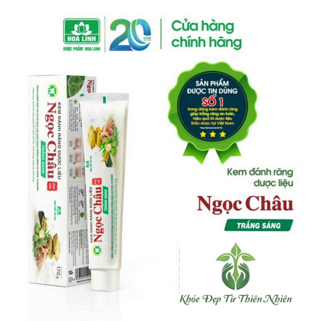 Kem Đánh Răng Dược Liệu Ngọc Châu Trắng Sáng 100G/170G